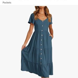 Elegant Blue Button-Down Dress
